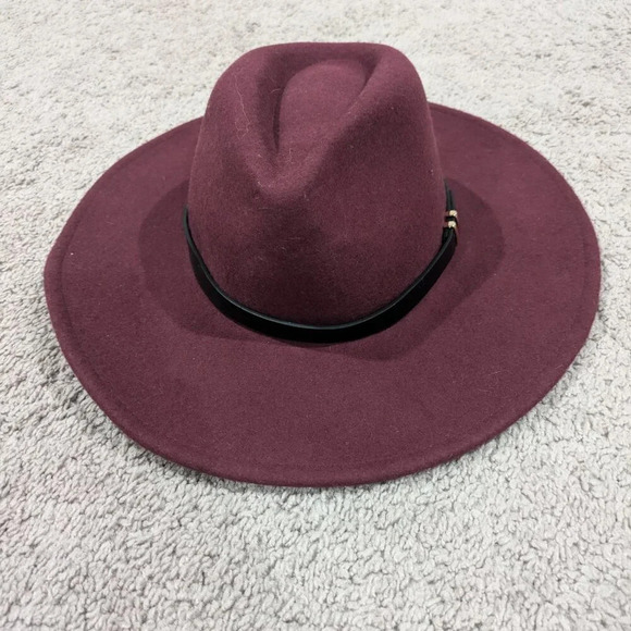 House of Harlow 100% Wool Hat Maroon and Black - Picture 2 of 11